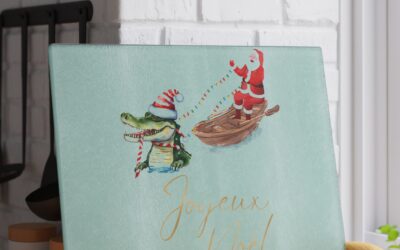 "Joyeux Noël" Glass Cutting Board